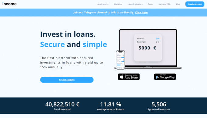 Income Marketplace is a peer-to-peer platform based in Estonia that offers loans to small and medium-sized enterprises (SMEs).