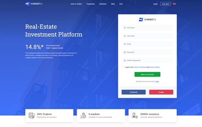 Reinvest24 is an investment platform opened in Estonia in 2018, which gives the opportunity to invest money in the real estate sector.