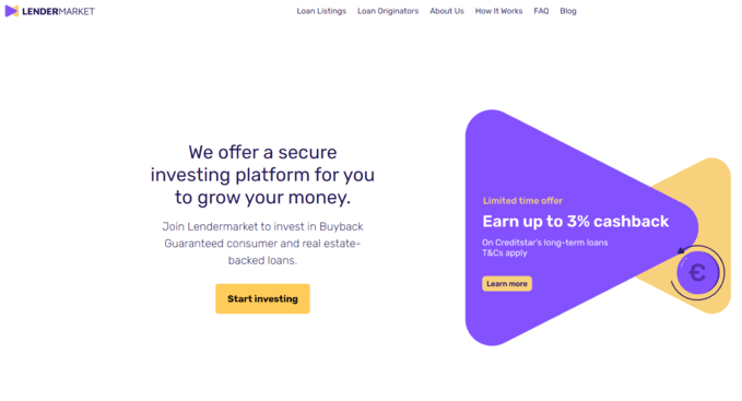 Lendermarket is a P2P site that lets investors invest in short-term loans issued by Creditstar Group, a consumer finance provider in Europe.