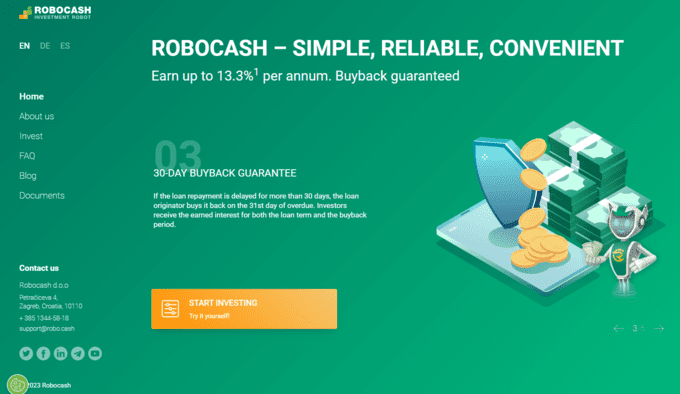 Robocash is a peer-to-peer investing platform that was founded in 2017 and is based in Latvia. 